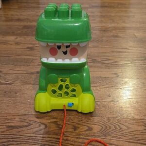 Mega Bloks - Green Dinosaur Blocks Storage - Pull Toy for Toddlers